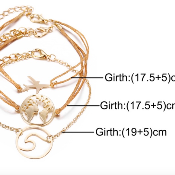 3/$30 3 Piece Layering Travel Bracelet World Ocean - Picture 2 of 2